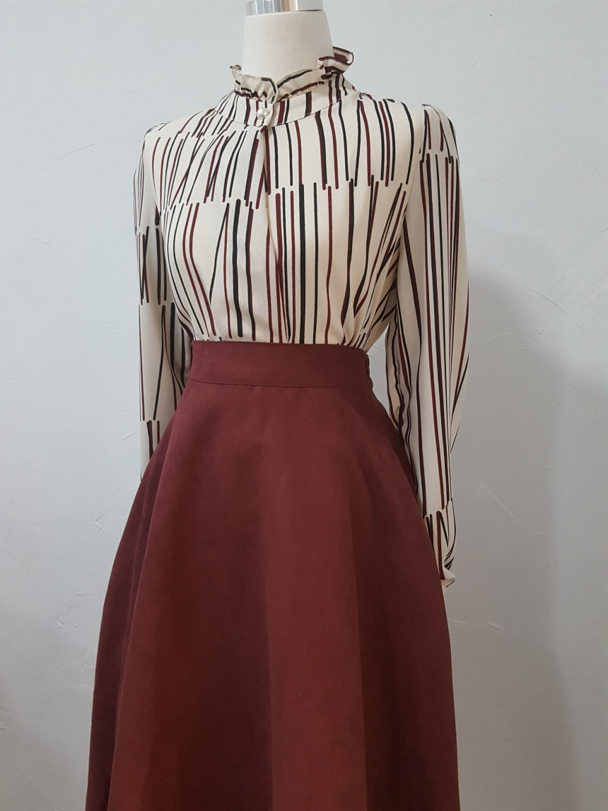 Suede long skirt blindfold classic modern daily lo