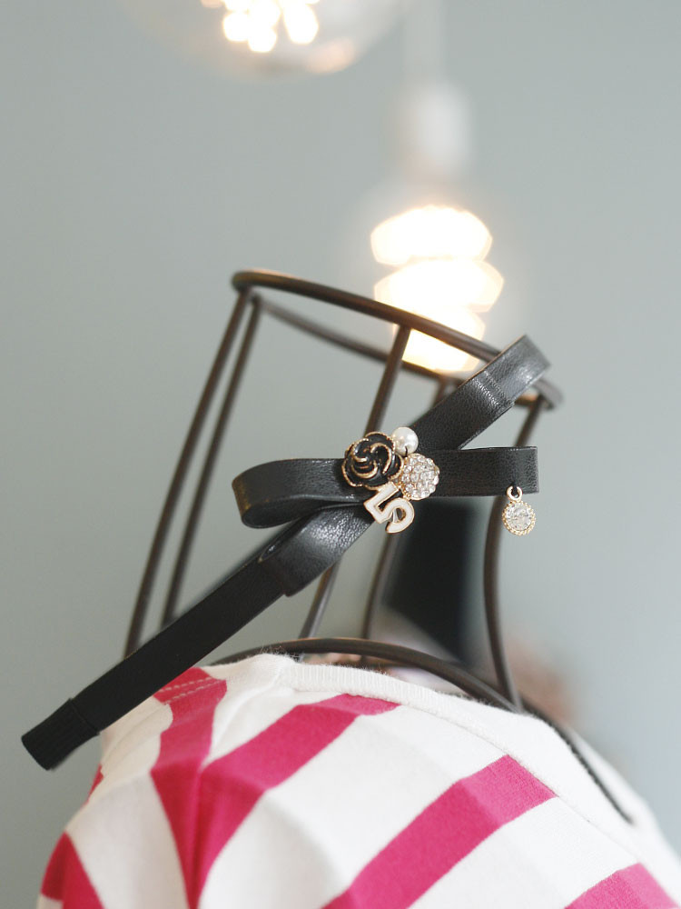 Hair Accessories Cubic Coco Leather Ribbon Headban