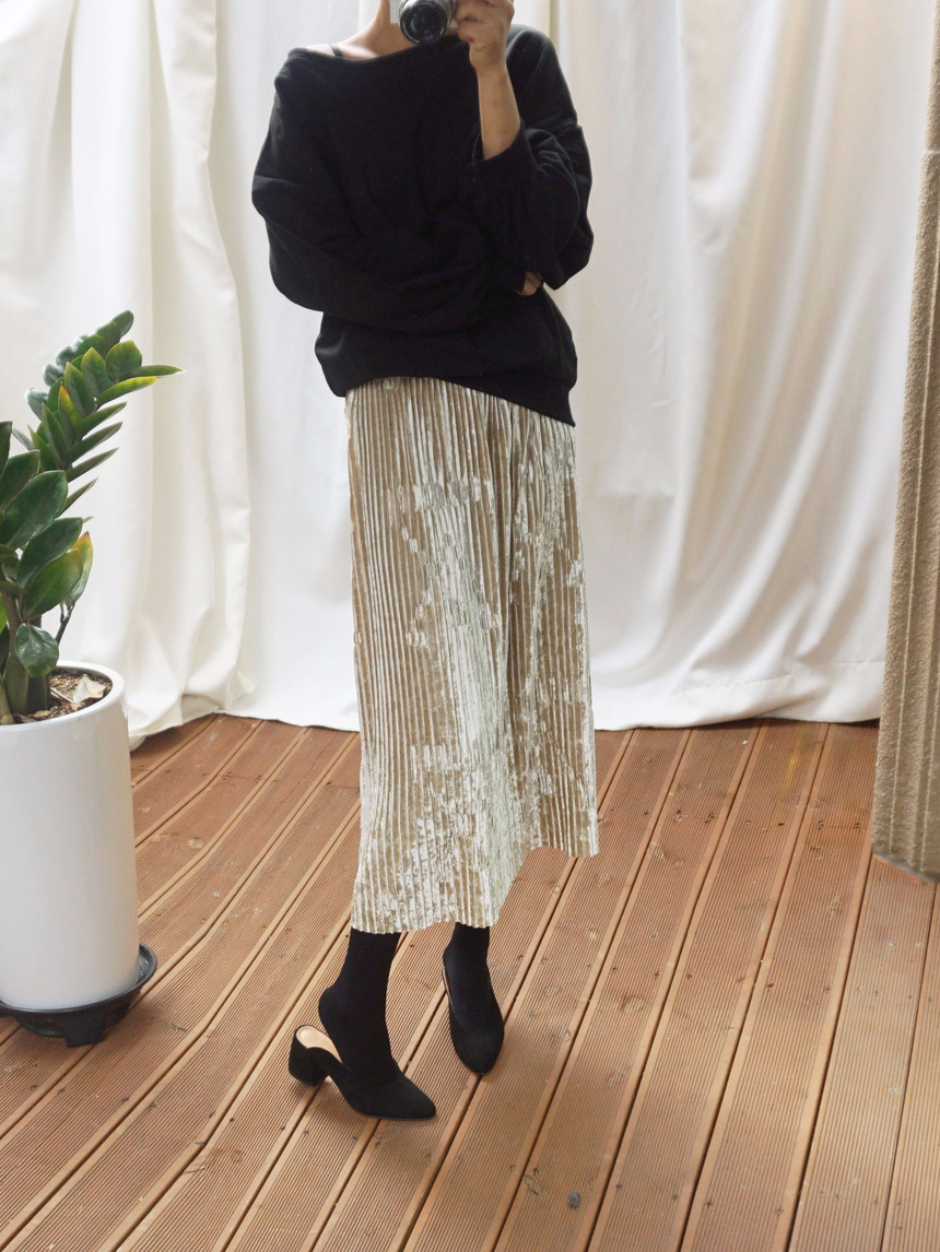 Dancing Gold Velvet Pearl Pleated Pleated Bending 