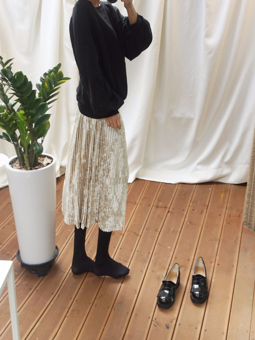 Dancing Gold Velvet Pearl Pleated Pleated Bending 