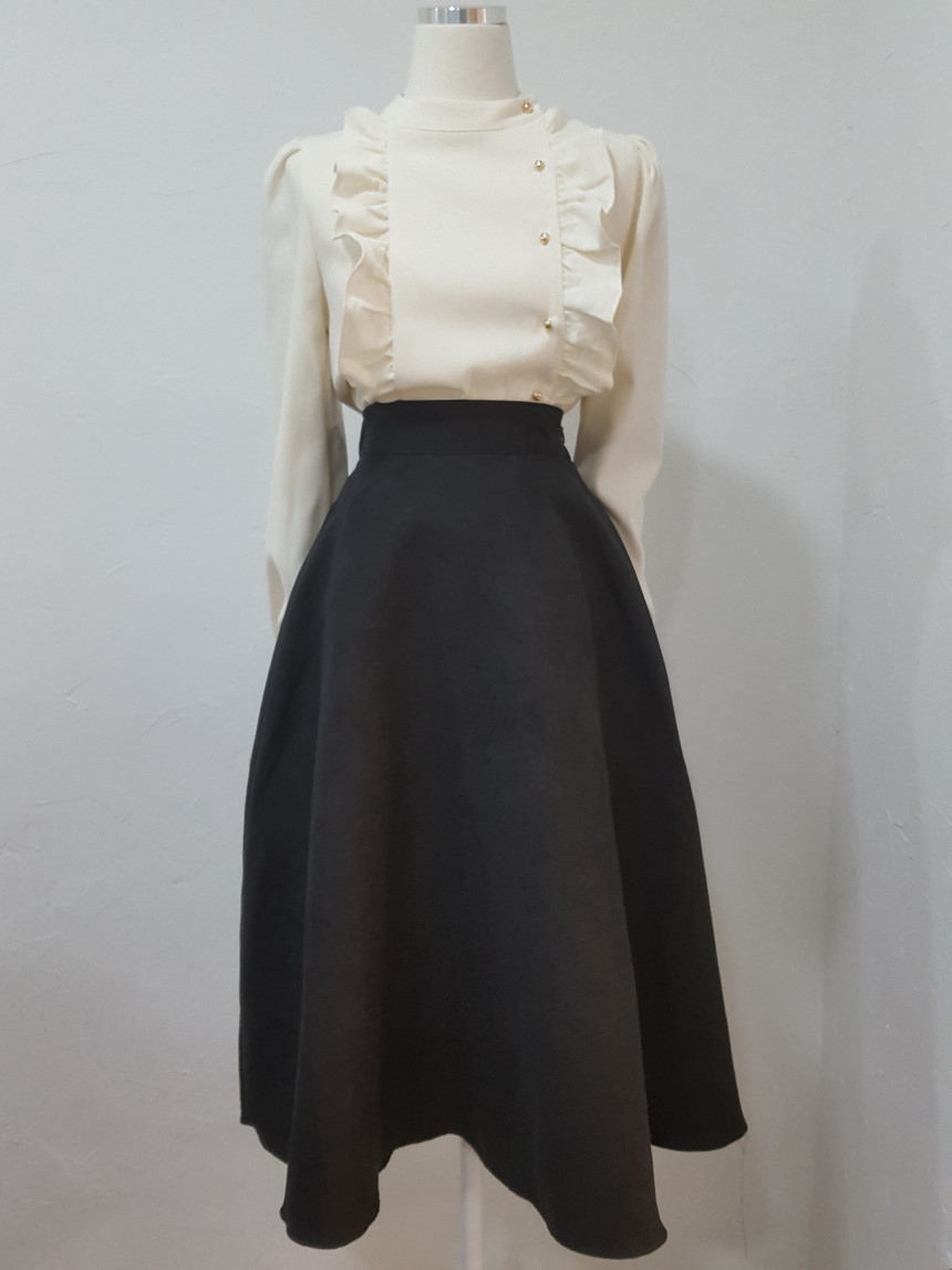 Suede long skirt blindfold classic modern daily lo