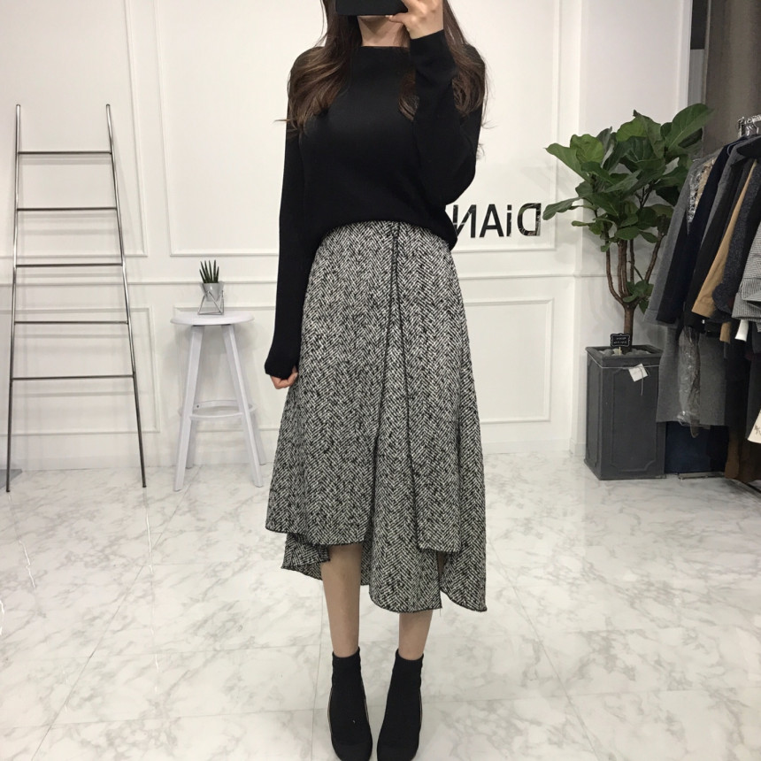 Uncut skirt Women Long Autumn Flare Mermaid Hairst