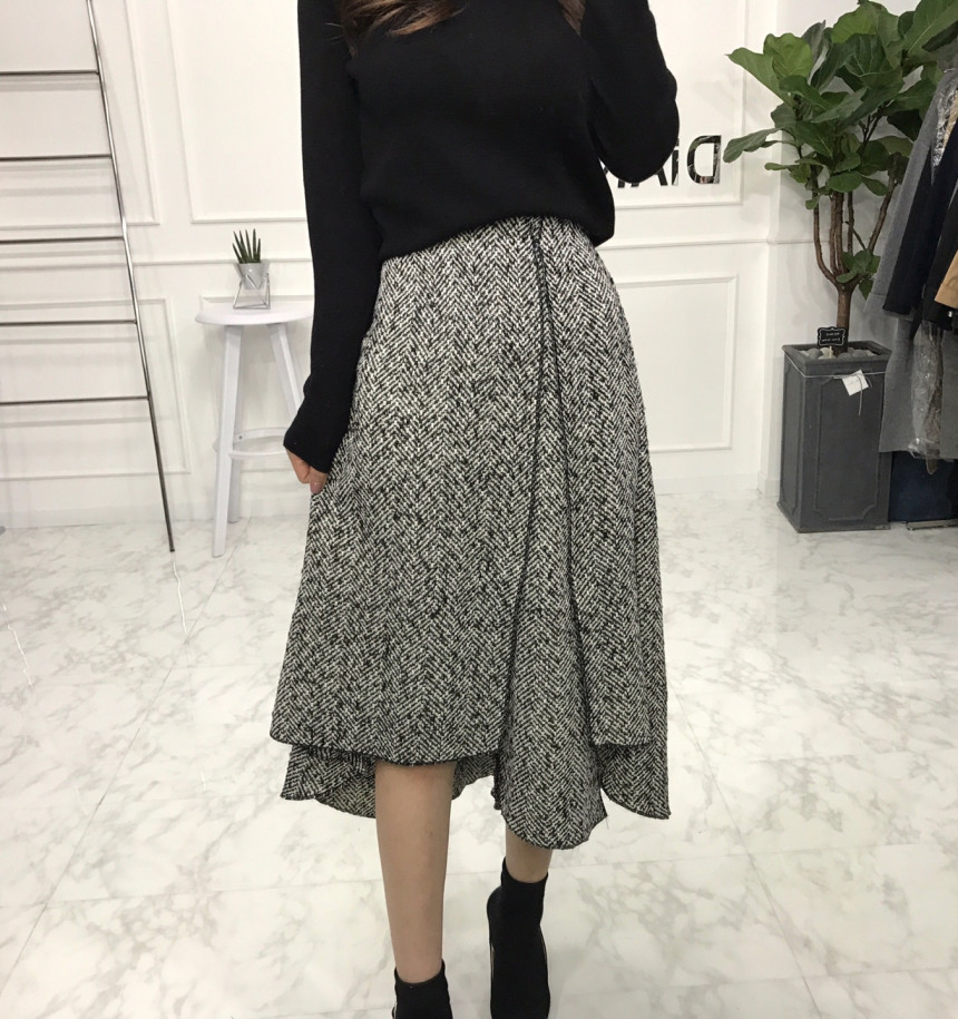 Uncut skirt Women Long Autumn Flare Mermaid Hairst