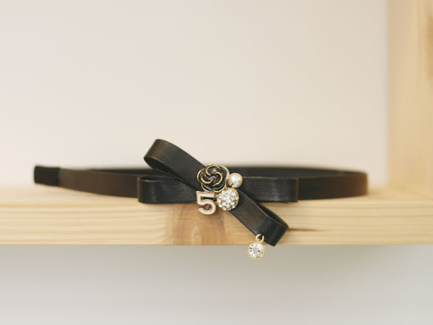Hair Accessories Cubic Coco Leather Ribbon Headban