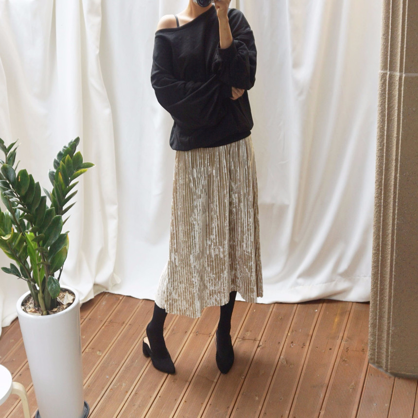 Dancing Gold Velvet Pearl Pleated Pleated Bending 