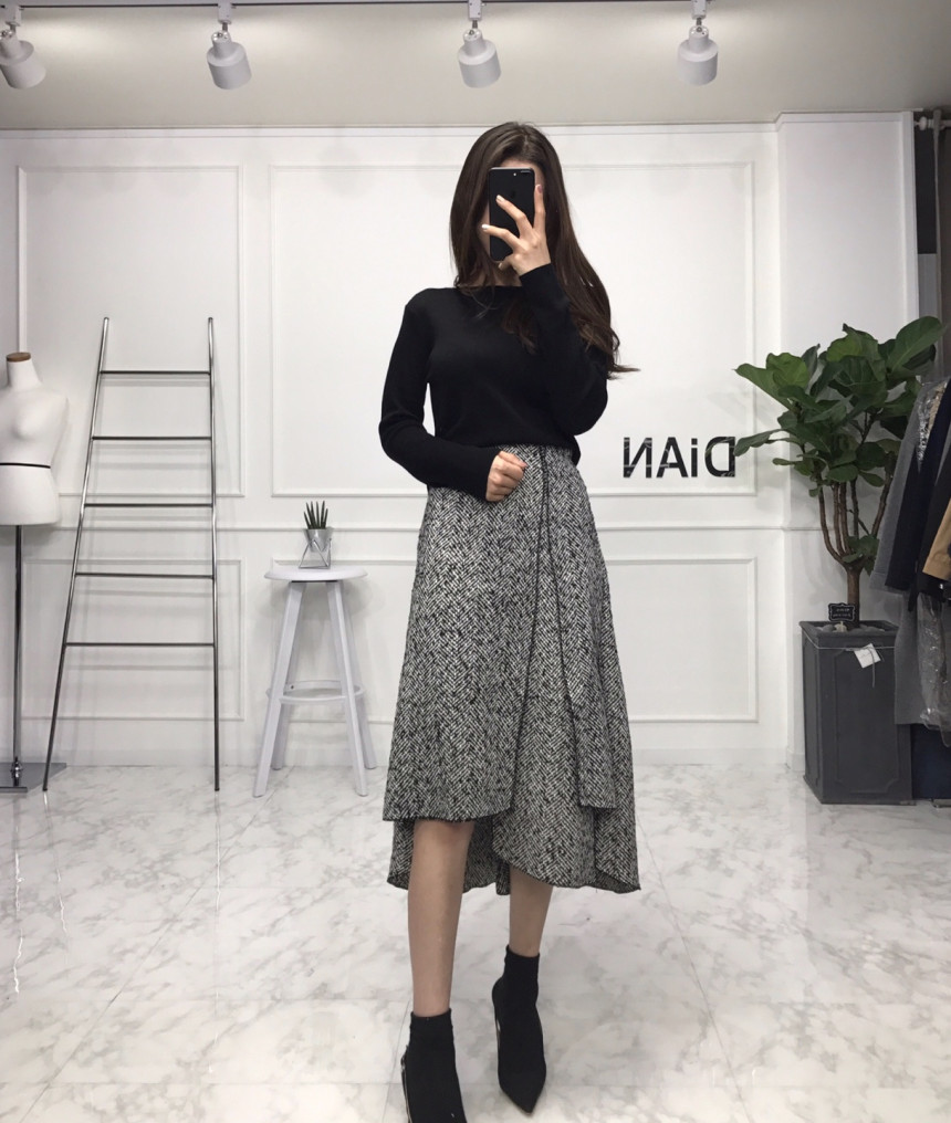 Uncut skirt Women Long Autumn Flare Mermaid Hairst