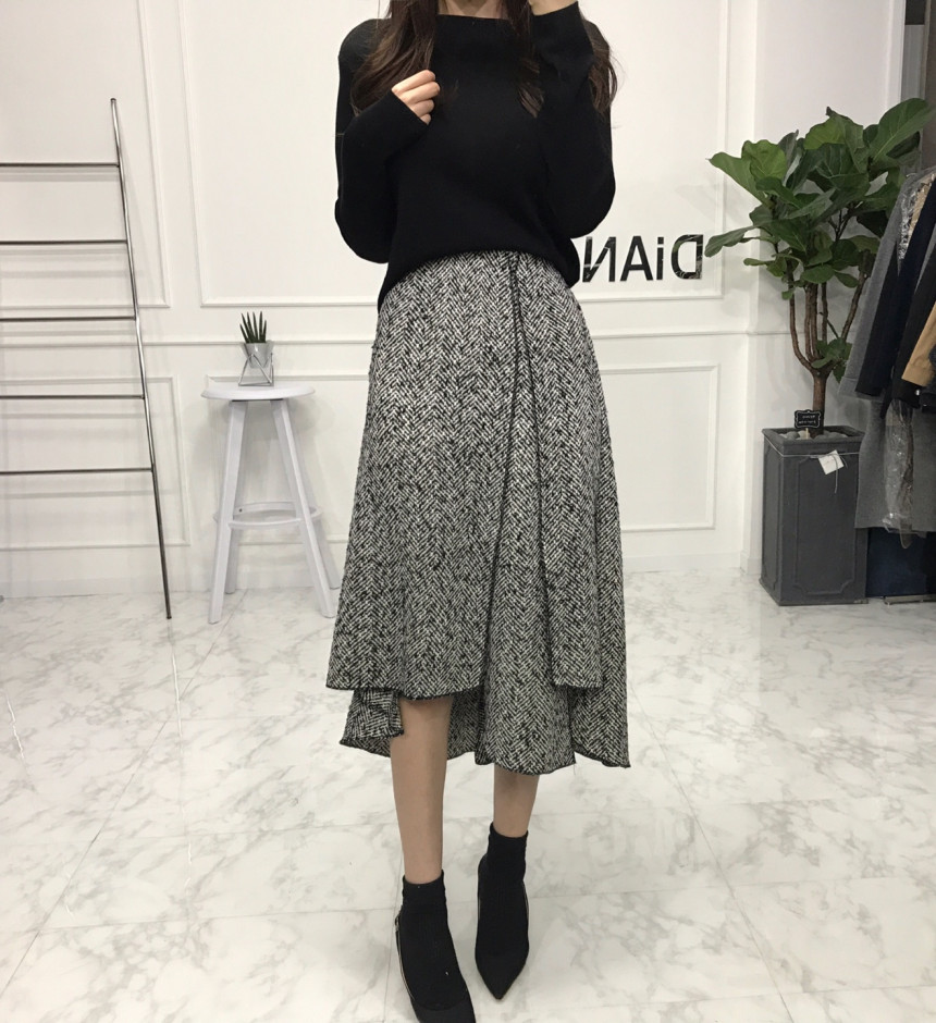 Uncut skirt Women Long Autumn Flare Mermaid Hairst