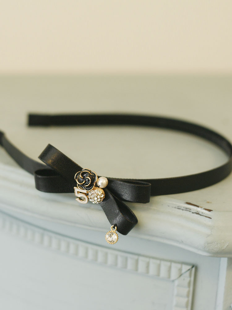 Hair Accessories Cubic Coco Leather Ribbon Headban
