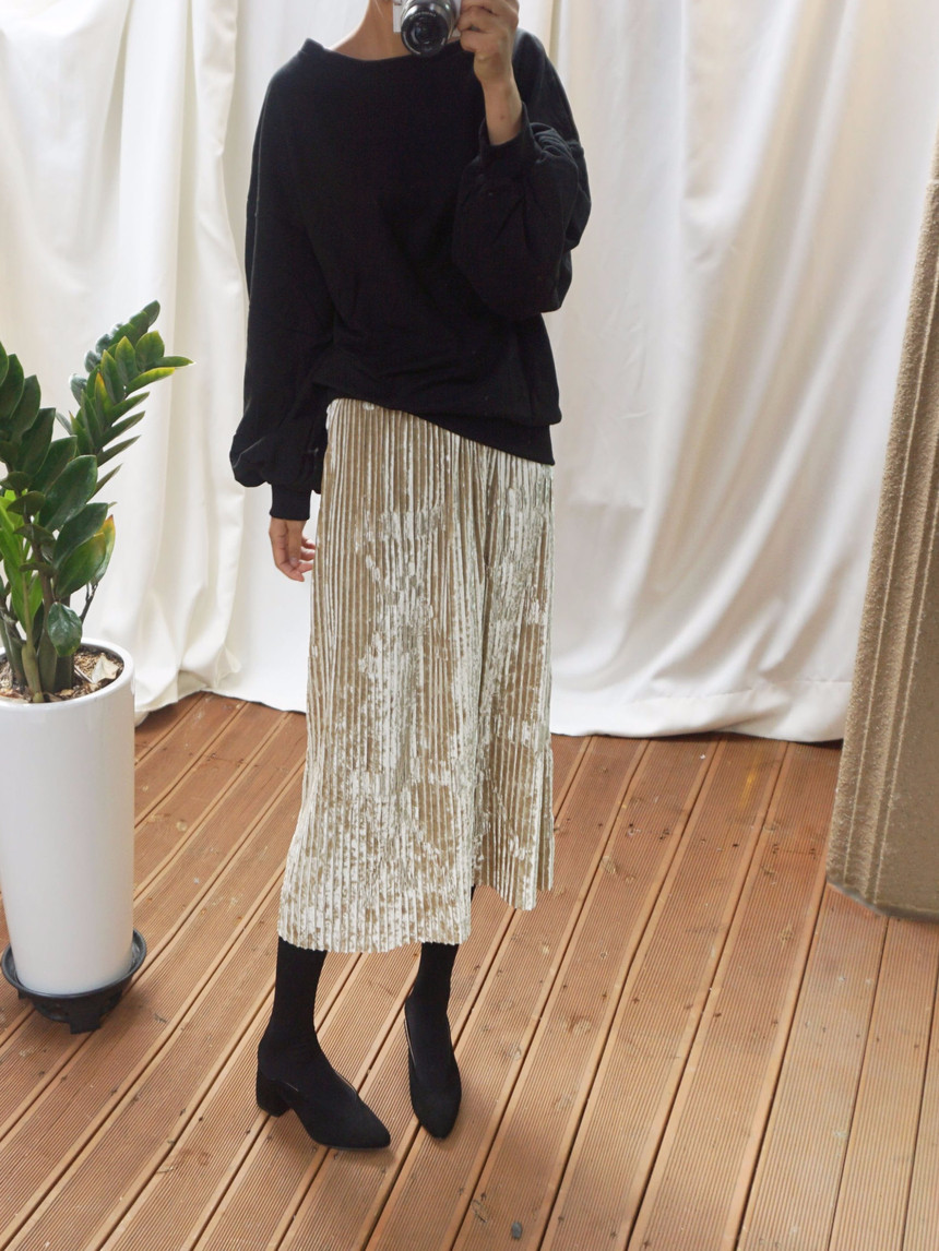 Dancing Gold Velvet Pearl Pleated Pleated Bending 