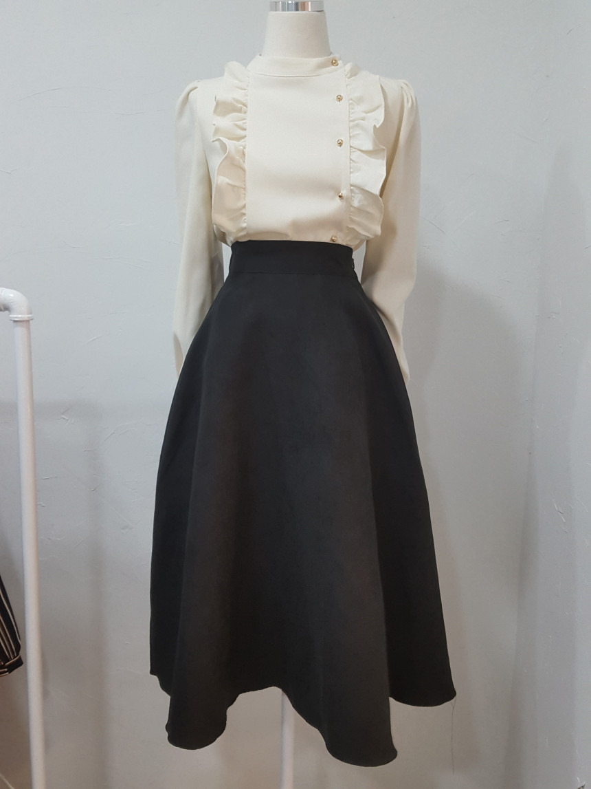 Suede long skirt blindfold classic modern daily lo