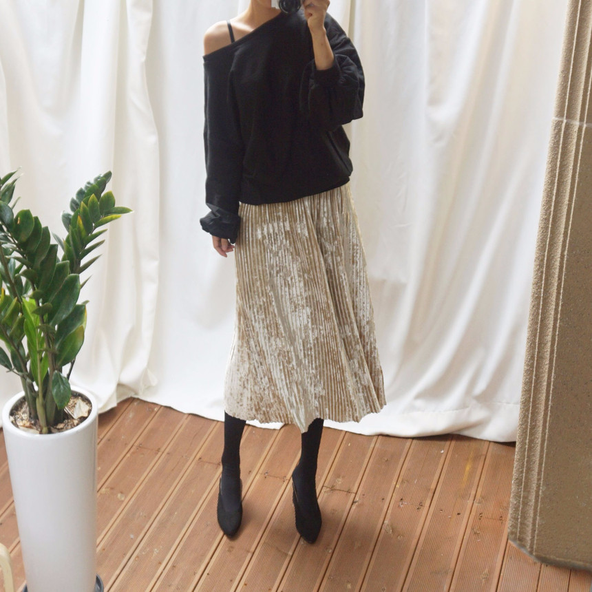 Dancing Gold Velvet Pearl Pleated Pleated Bending 