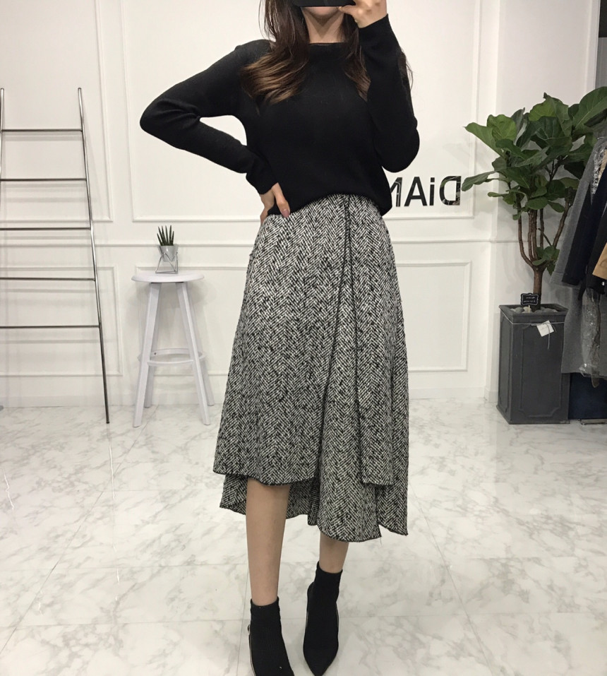 Uncut skirt Women Long Autumn Flare Mermaid Hairst