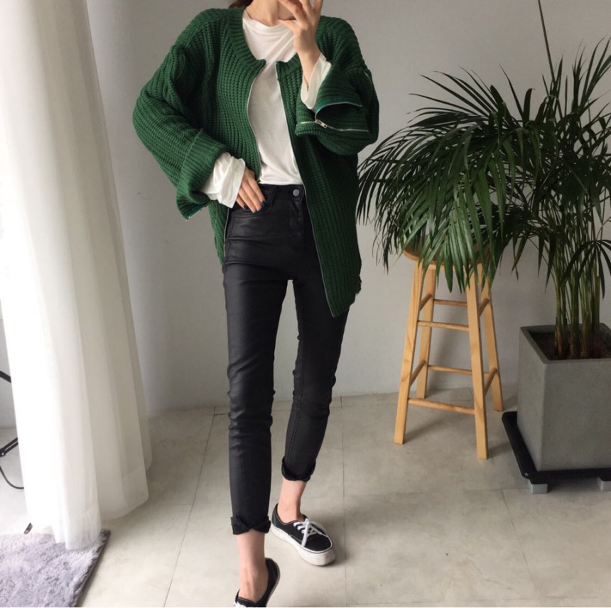 Korea Jeans Pants Coated Jean High West Autumn Mat