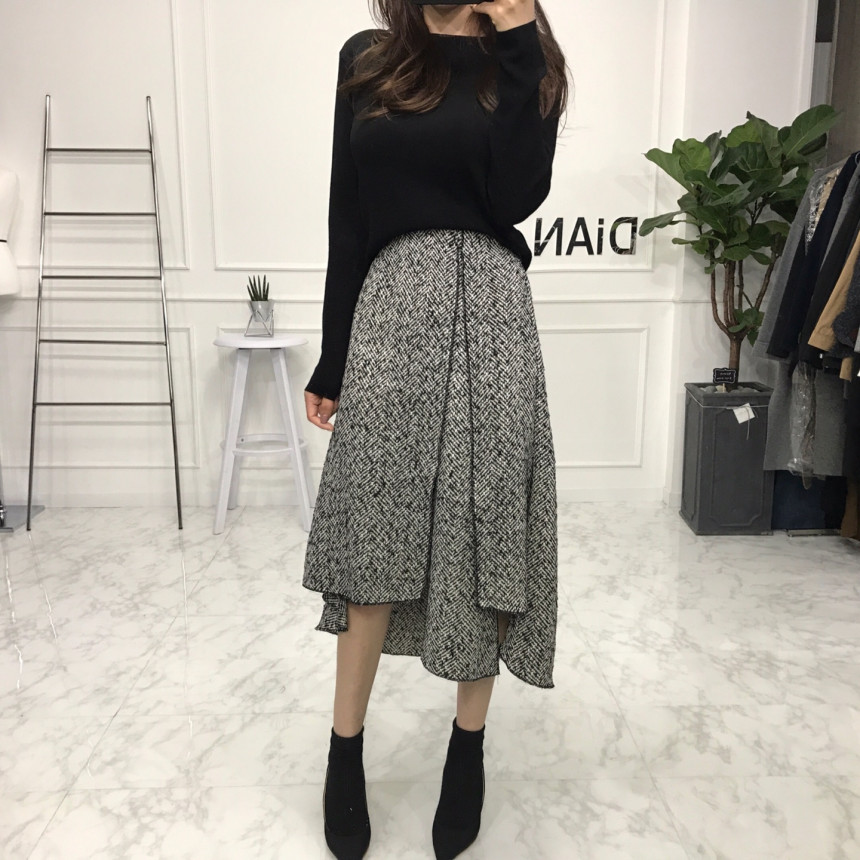 Uncut skirt Women Long Autumn Flare Mermaid Hairst