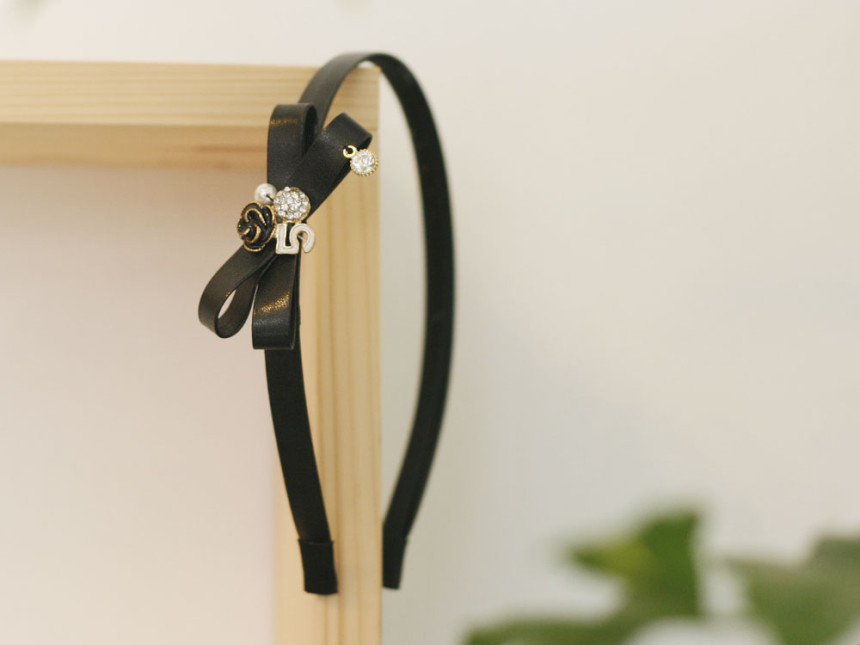 Hair Accessories Cubic Coco Leather Ribbon Headban
