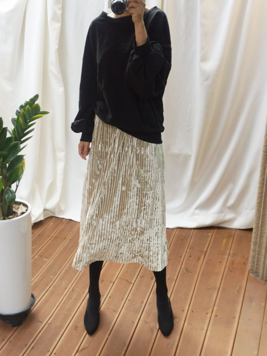 Dancing Gold Velvet Pearl Pleated Pleated Bending 