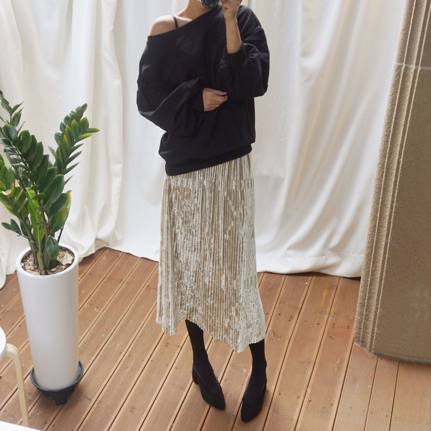 Dancing Gold Velvet Pearl Pleated Pleated Bending 