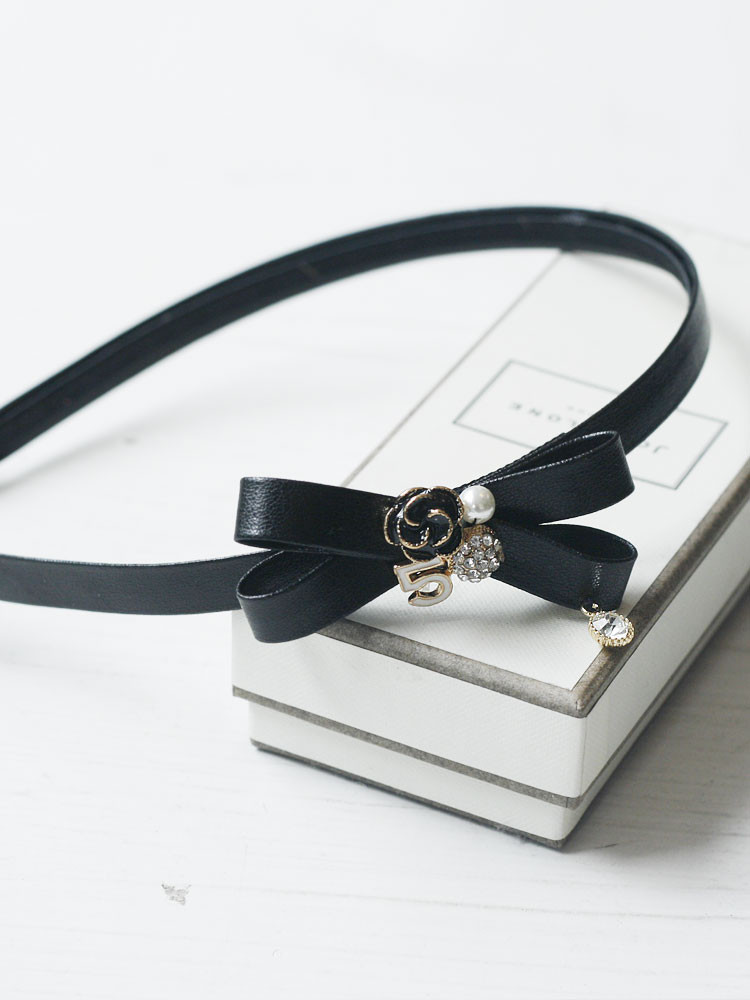 Hair Accessories Cubic Coco Leather Ribbon Headban