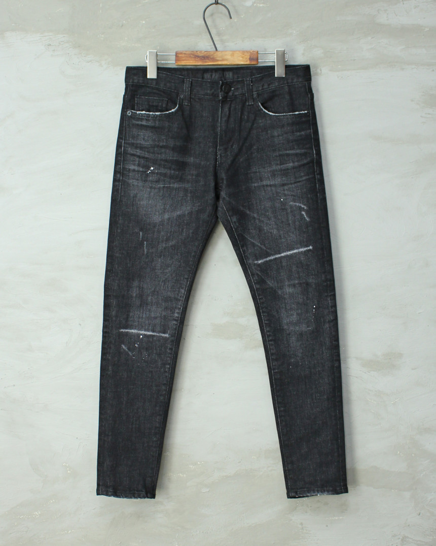 Korea Jeans Pants Black Jeans Embossed Slim Fit De