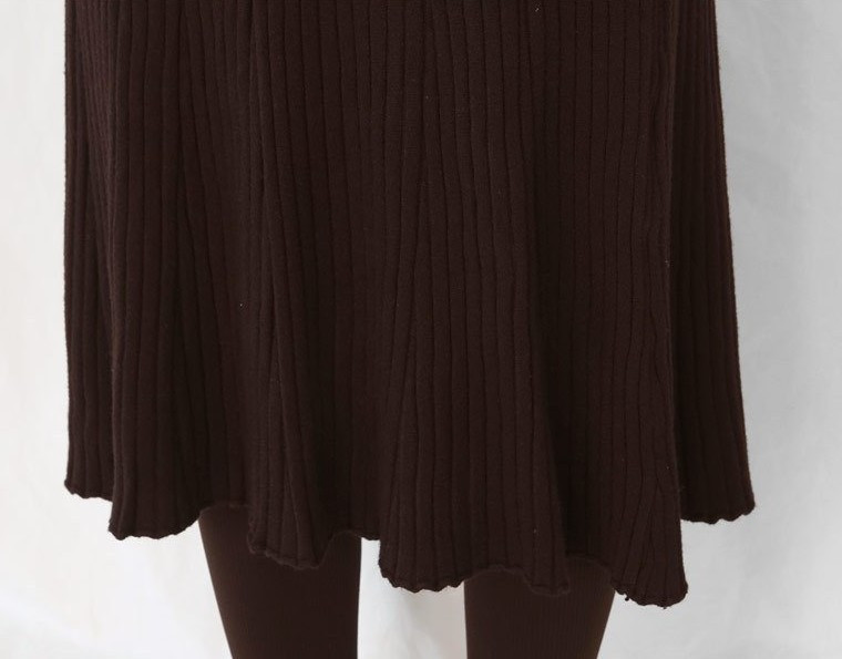 Wrinkled knit wool flared skirt 4COLOR Women Bendi