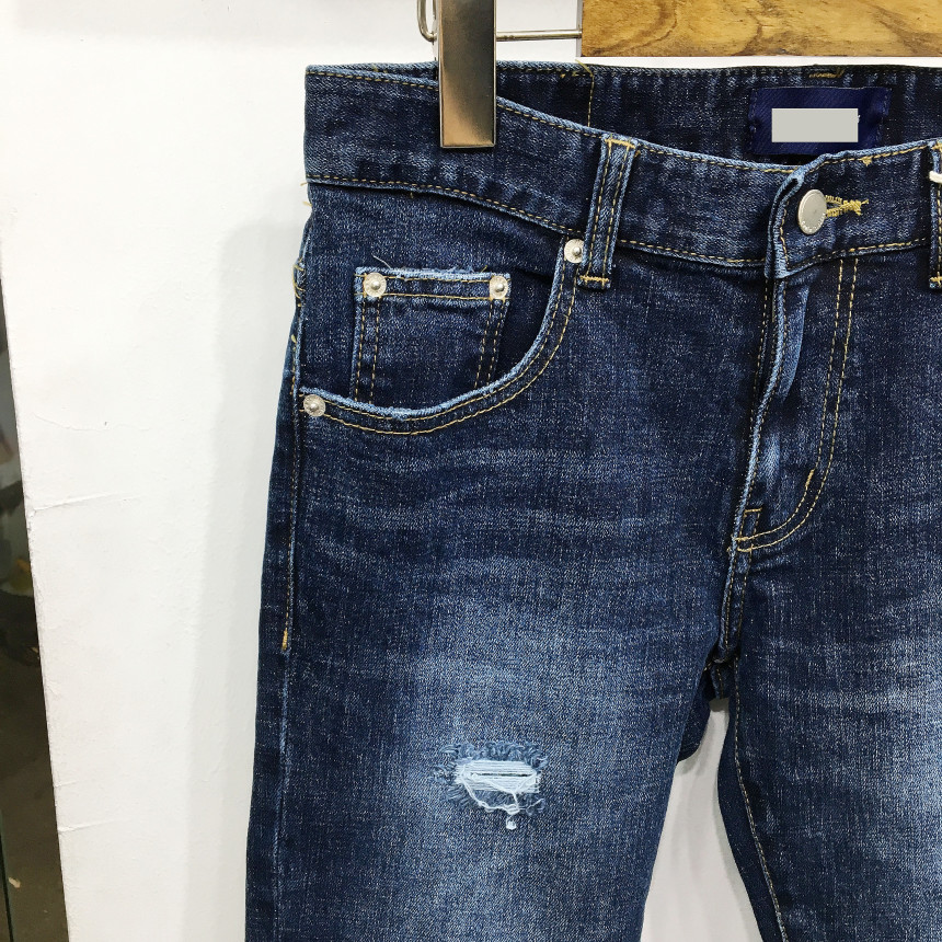 Korea Jeans Pants Span Damage Modem Crop Jeans Man