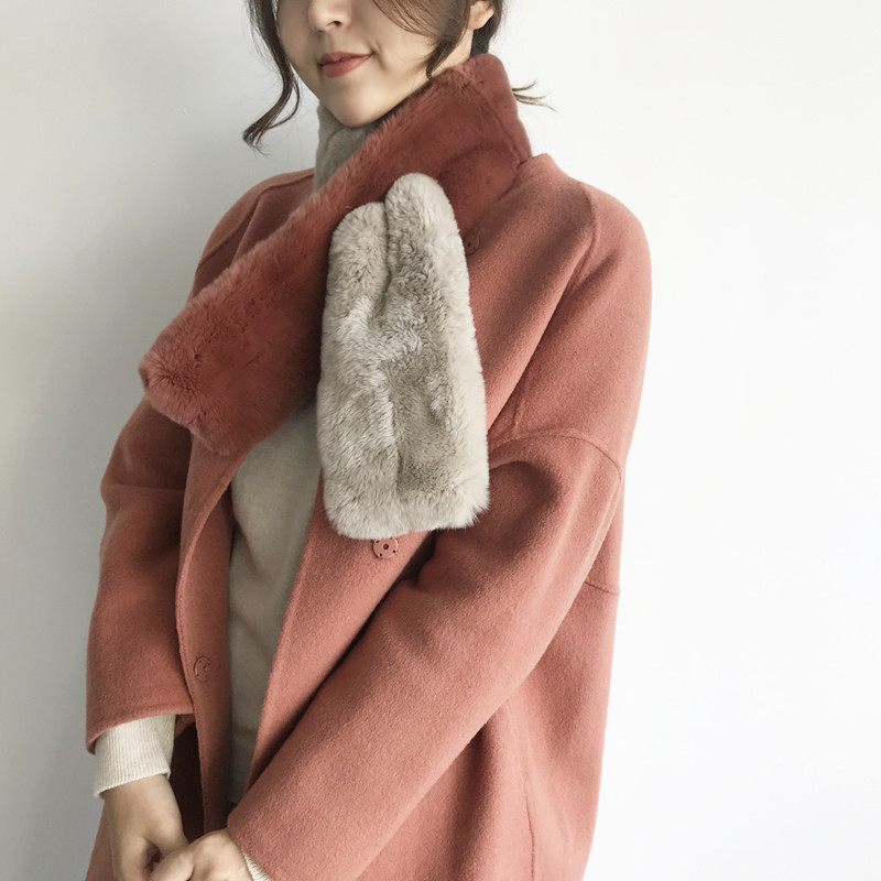 Real Rex Two-tone muffler C170105016-32 Women's