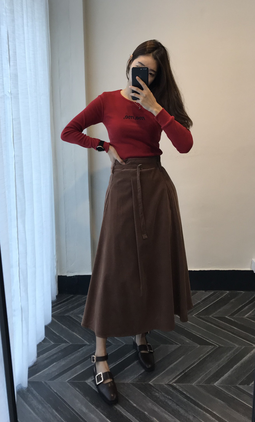 Long skirt 2color skirt autumn