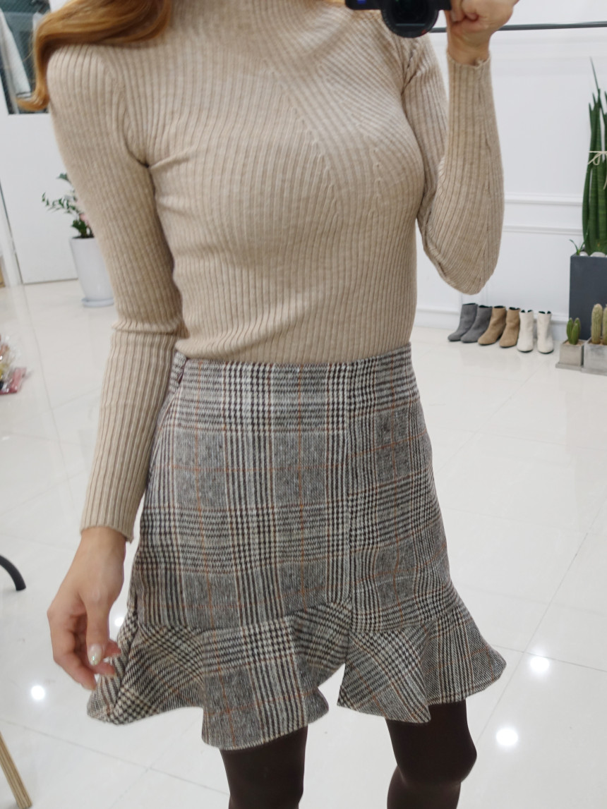 Minnie Skirt 2col hula check Uncle Winter cute cut