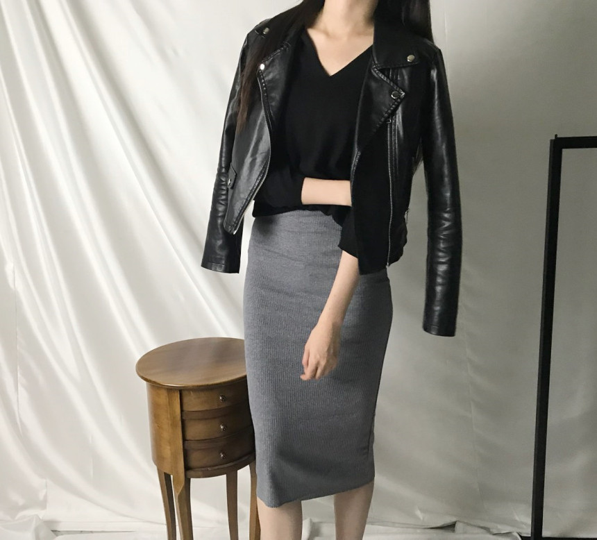 Goliath slim long skirt sofbending autumn H line k