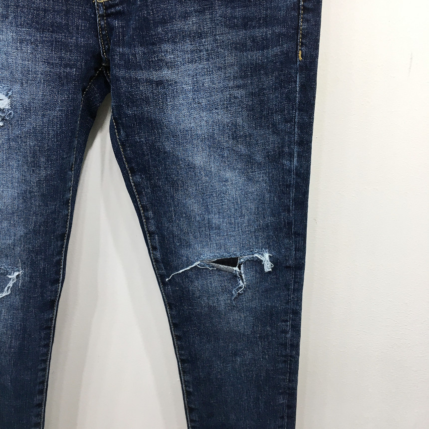 Korea Jeans Pants Span Damage Modem Crop Jeans Man