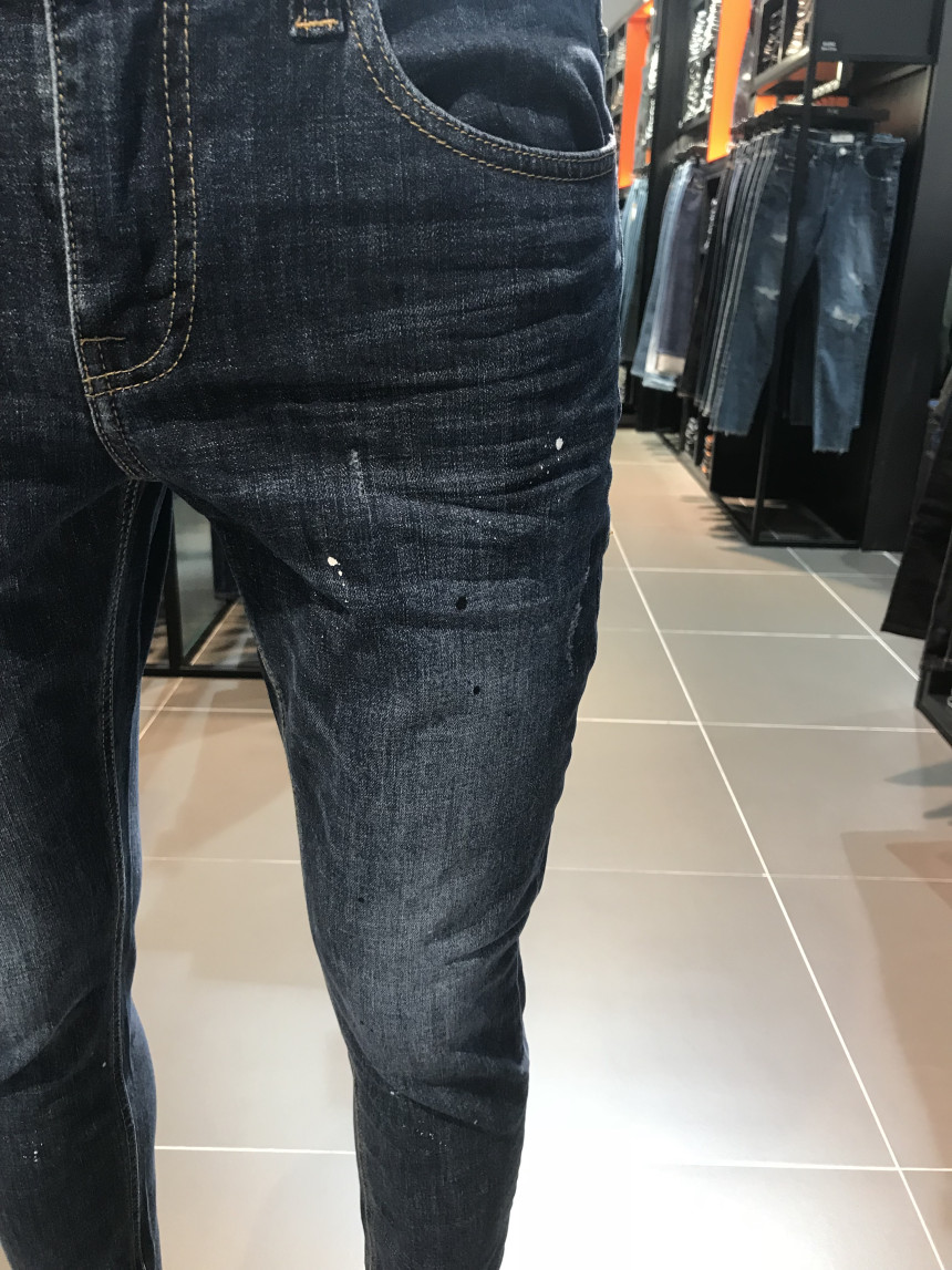 Korea Jeans Pants Flaky PLAC KURZ Slim Cropped Den