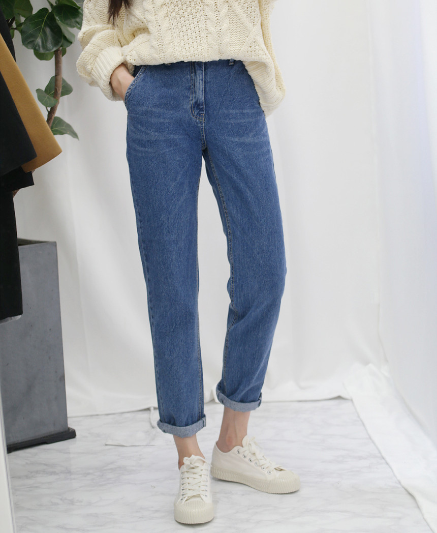 Korea Jeans Pants Rear Banding Exhaust Jeans Autum