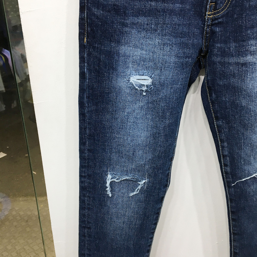 Korea Jeans Pants Span Damage Modem Crop Jeans Man