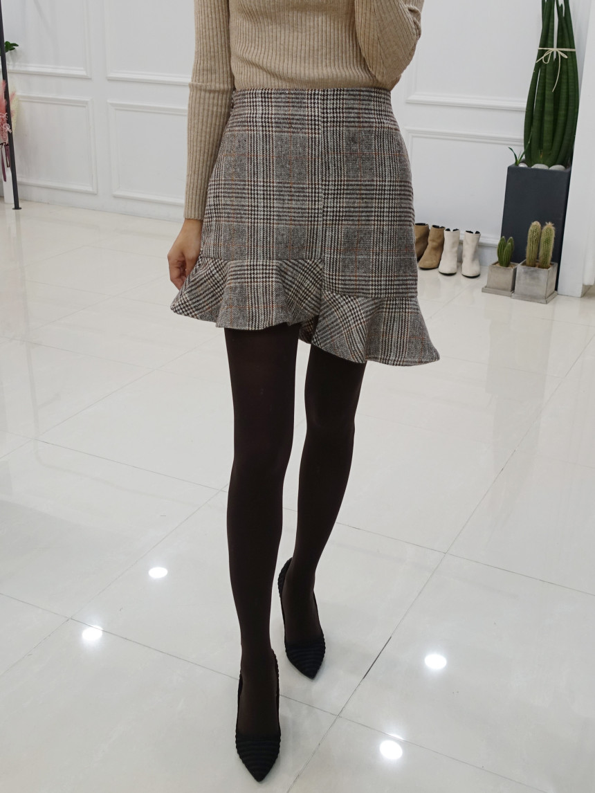 Minnie Skirt 2col hula check Uncle Winter cute cut