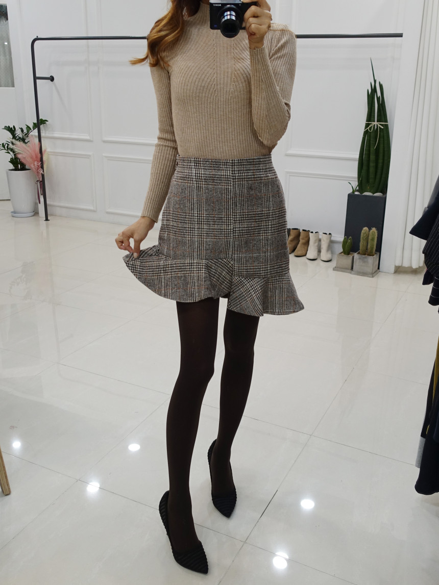 Minnie Skirt 2col hula check Uncle Winter cute cut
