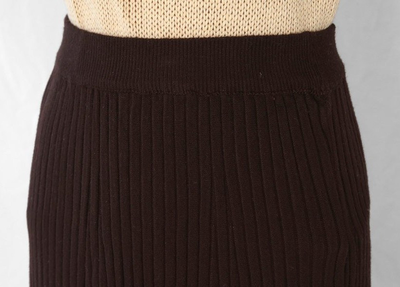 Wrinkled knit wool flared skirt 4COLOR Women Bendi