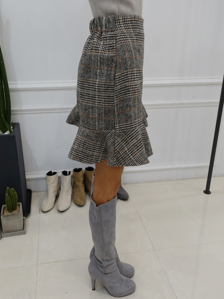 Minnie Skirt 2col hula check Uncle Winter cute cut