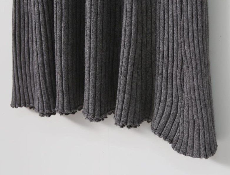 Wrinkled knit wool flared skirt 4COLOR Women Bendi