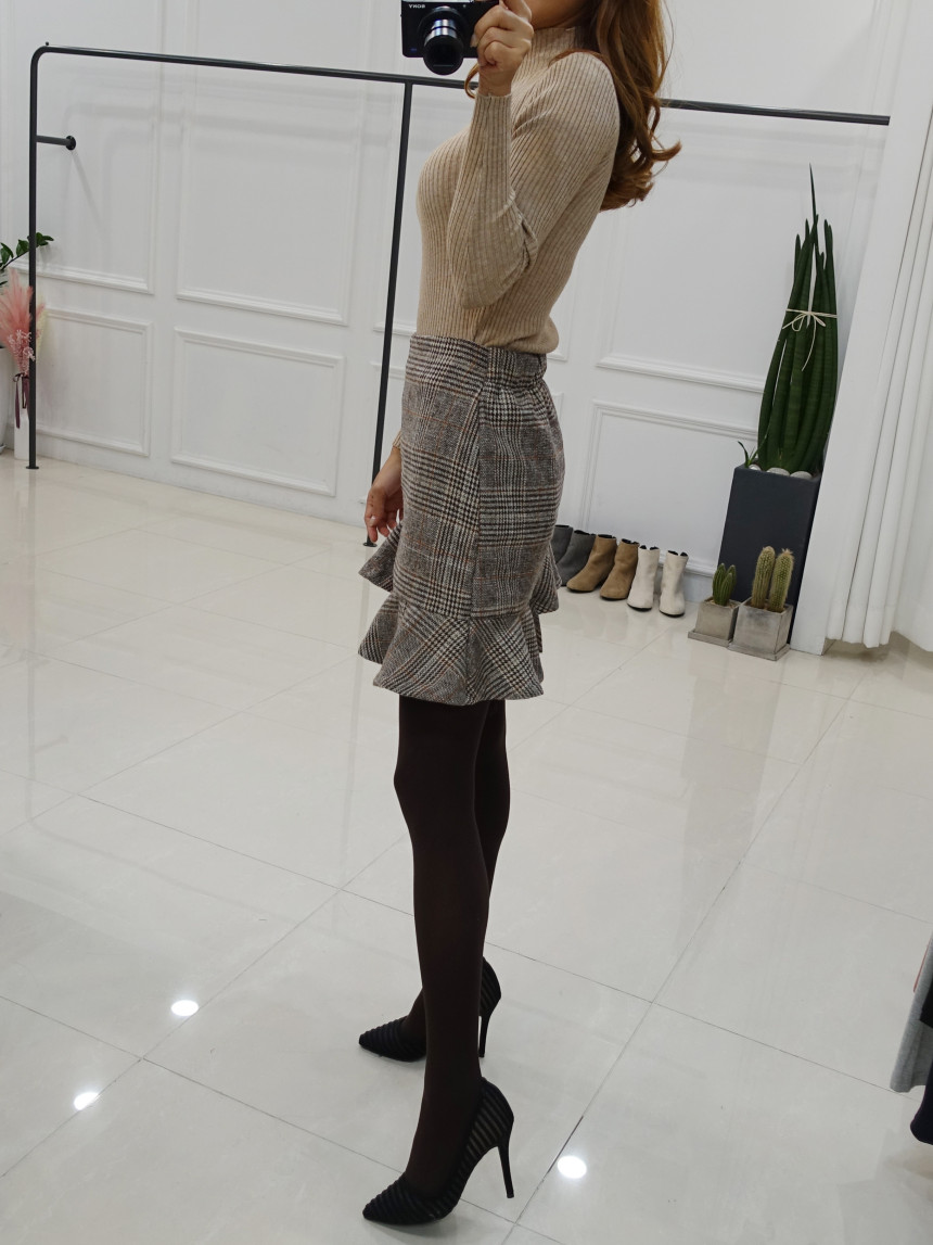 Minnie Skirt 2col hula check Uncle Winter cute cut