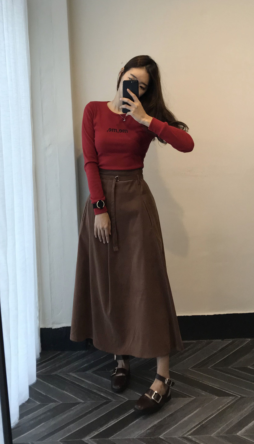 Long skirt 2color skirt autumn