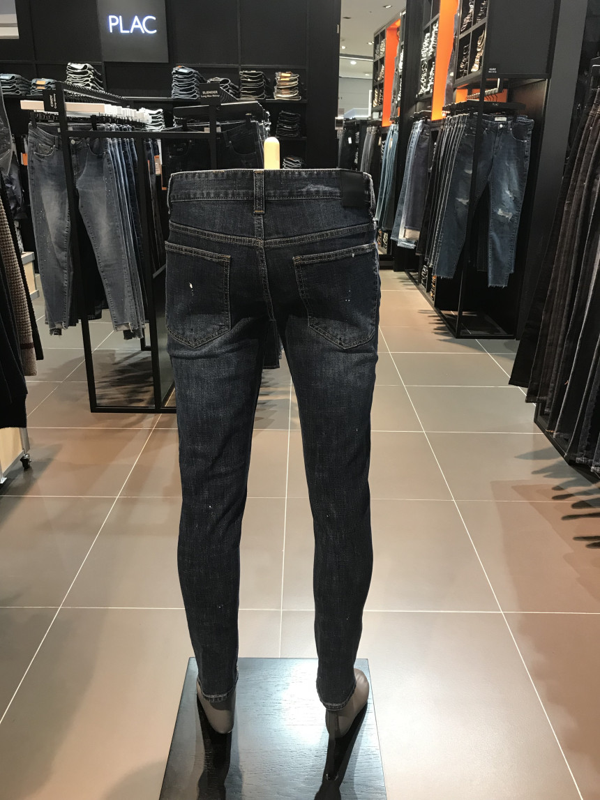 Korea Jeans Pants Flaky PLAC KURZ Slim Cropped Den