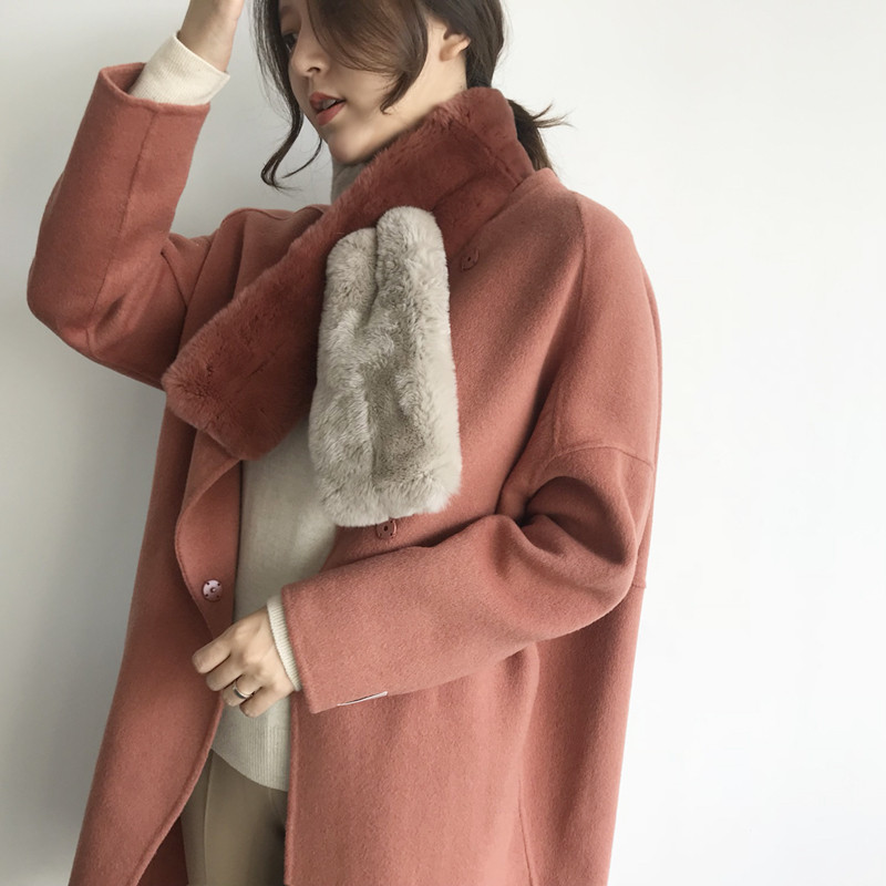 Real Rex Two-tone muffler C170105016-32 Women's