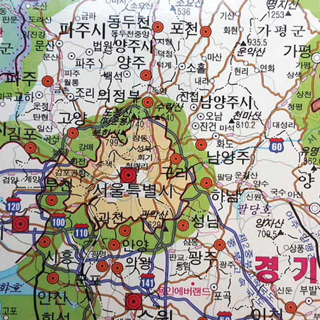 우리나라지도 75X110CM 대한민국 북한 전도 보기 - 상세 이미지 4