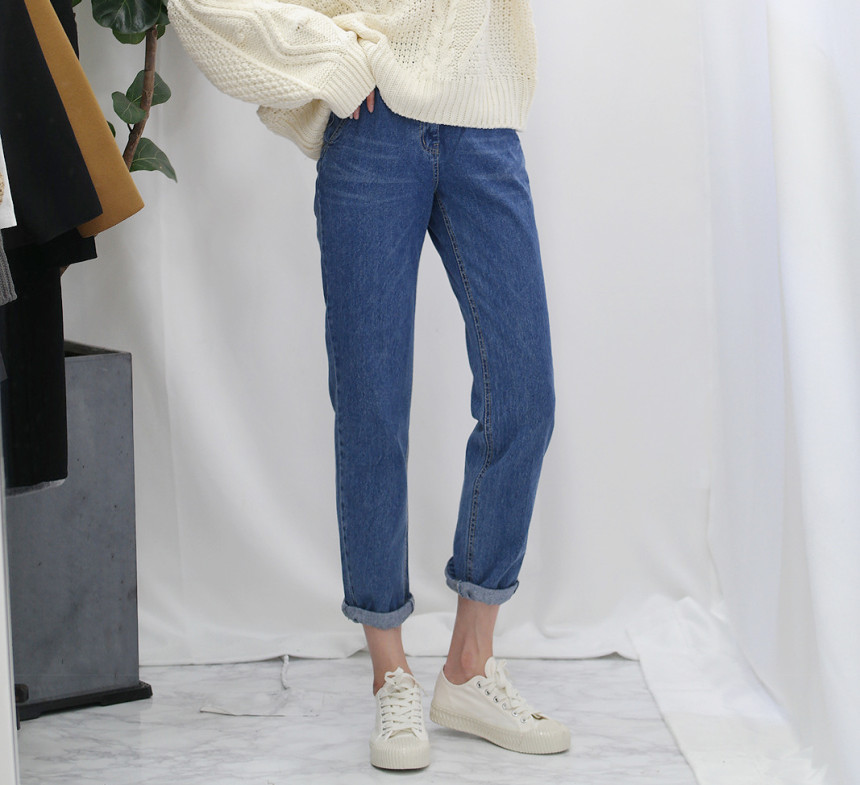 Korea Jeans Pants Rear Banding Exhaust Jeans Autum