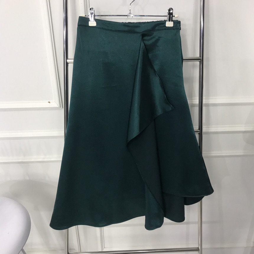 Satin long flared skirt Women's autumn coordina