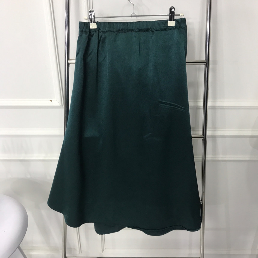 Satin long flared skirt Women's autumn coordina