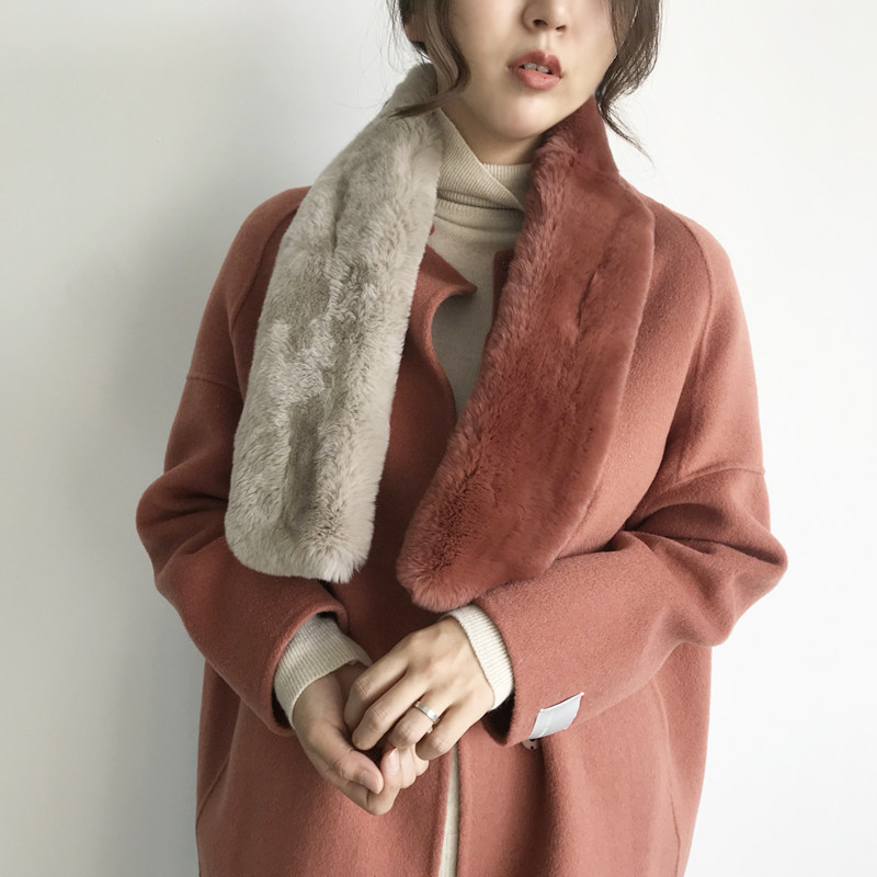 Real Rex Two-tone muffler C170105016-32 Women's