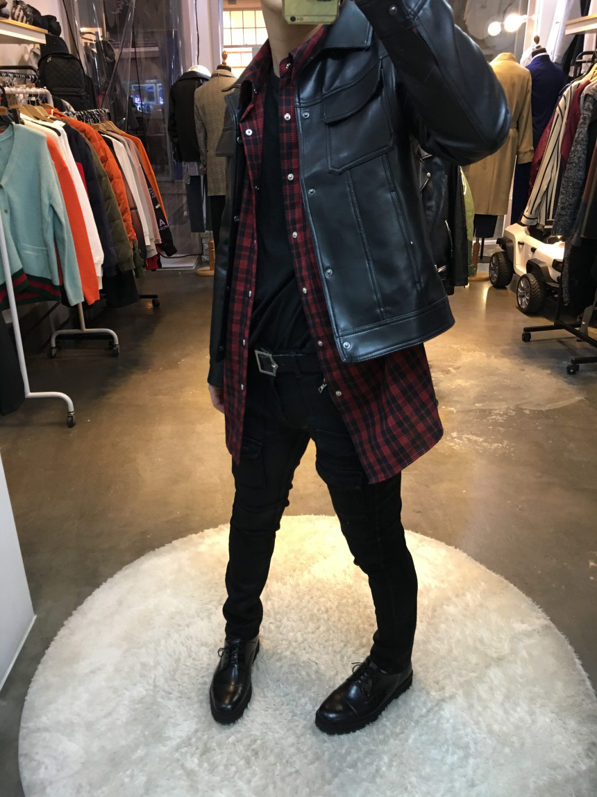 Korea Jeans Pants Pocket Patch Wax Coated Span Sli