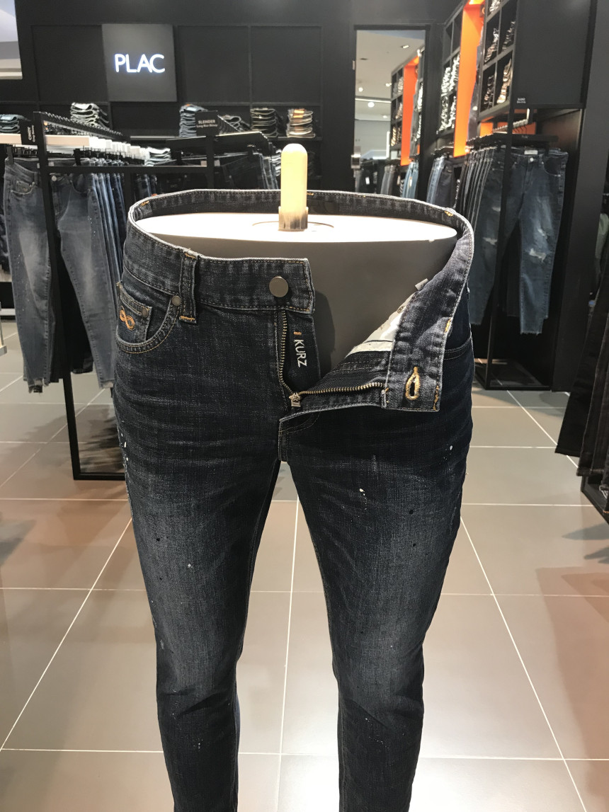 Korea Jeans Pants Flaky PLAC KURZ Slim Cropped Den