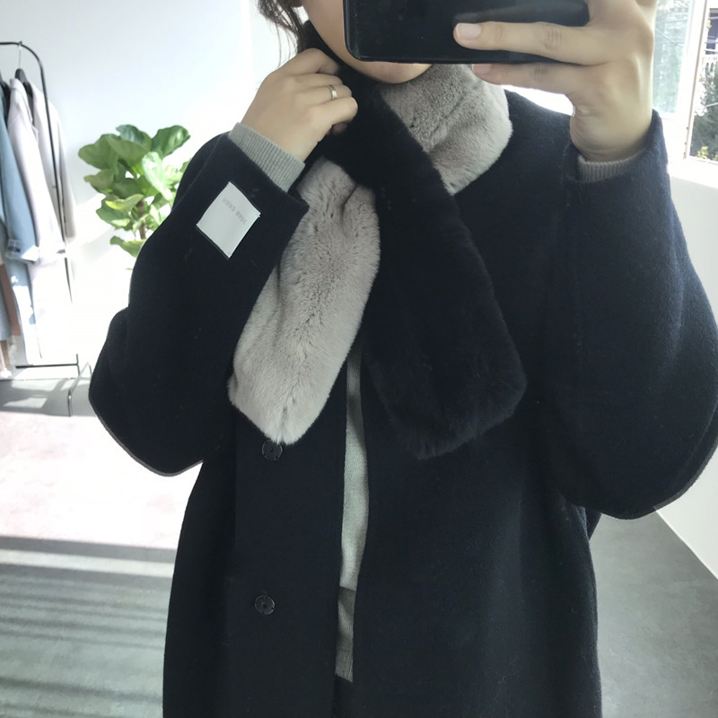 Real Rex Two-tone muffler C170105016-32 Women's